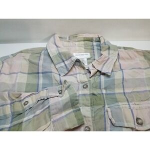 Jones New‎ York Sport Womens Large Plaid Flannel Button Up Shirt Long Sleeve